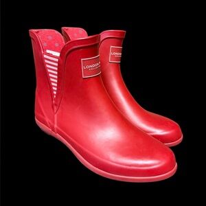 LONDON FOG Women's Piccadilly Red Rain / Snow Boots ~ Size 7